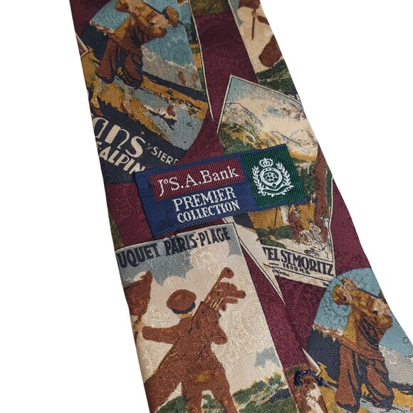 Jos A Bank Vintage Premier Collection Courses Country Club Silk Tie Dad Gift - Picture 5 of 6